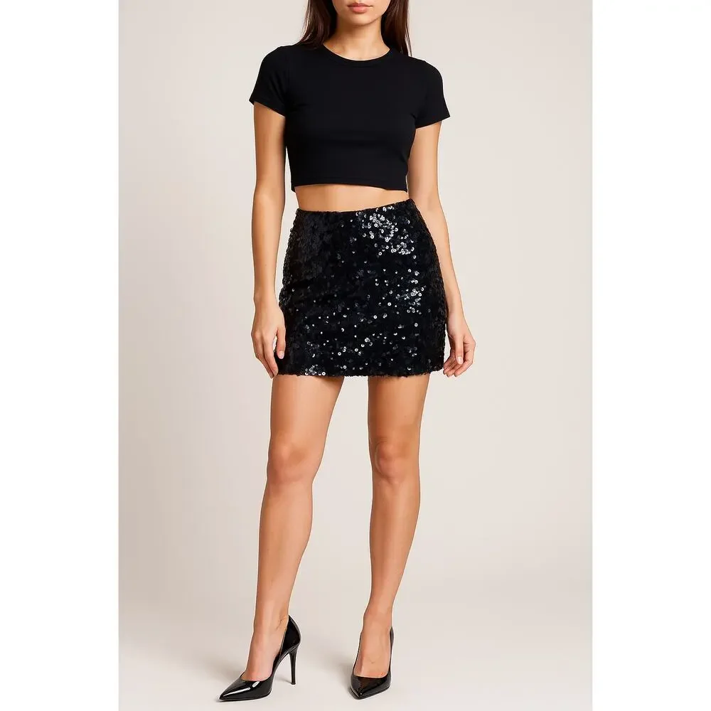 Vintage Teenflo Sequin Mini Skirt Black– Women’s 2